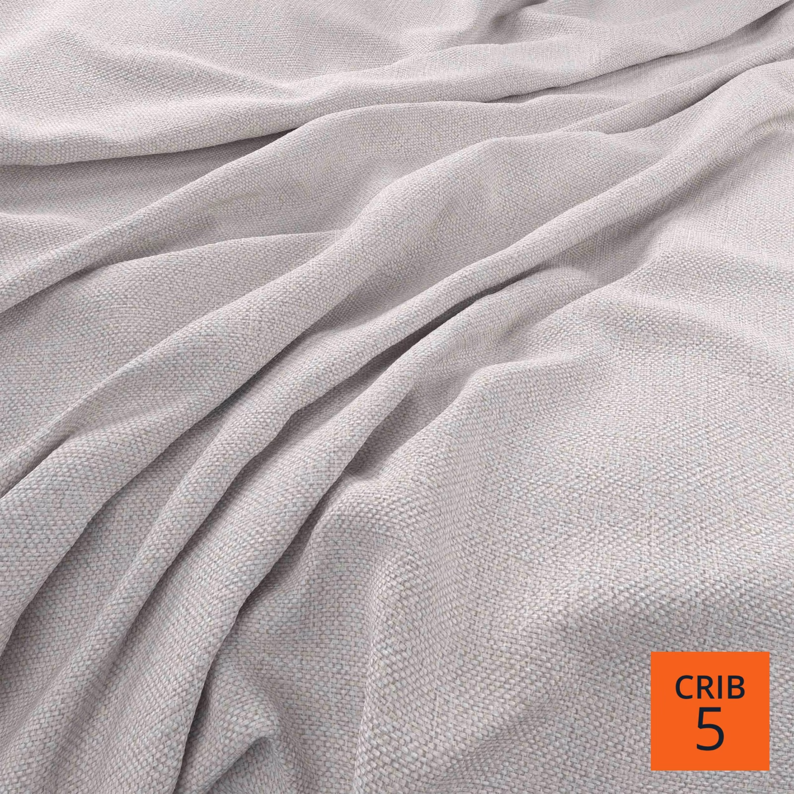 Pale glacier-grey woven textile gathered into soft folds, showing a fine pebbled texture