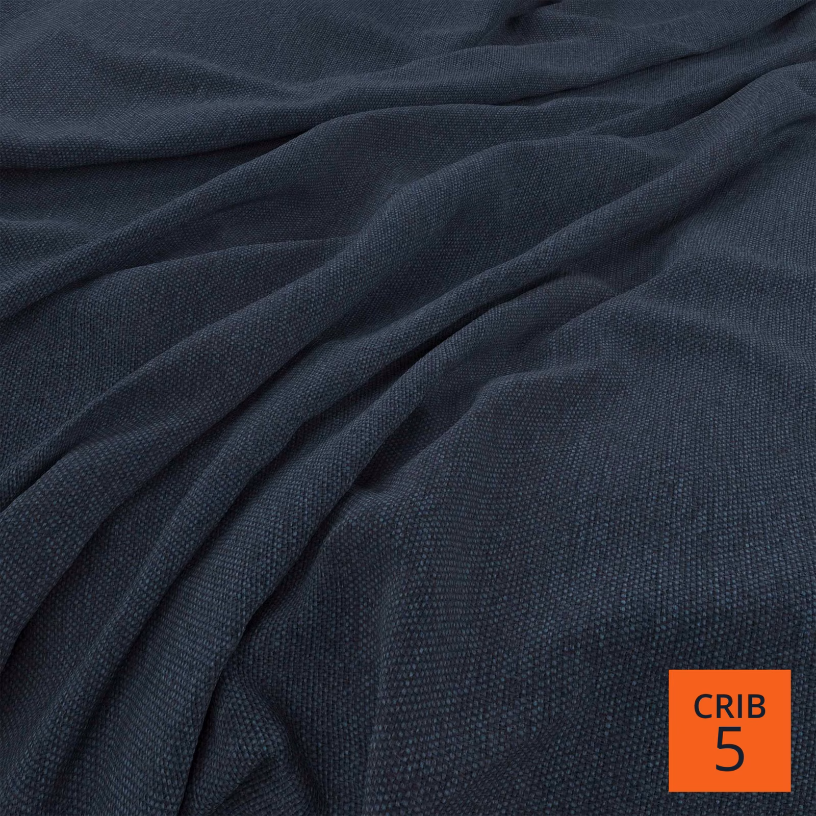 Deep ink-blue Linear fabric with a fine, tightly woven surface in soft folds