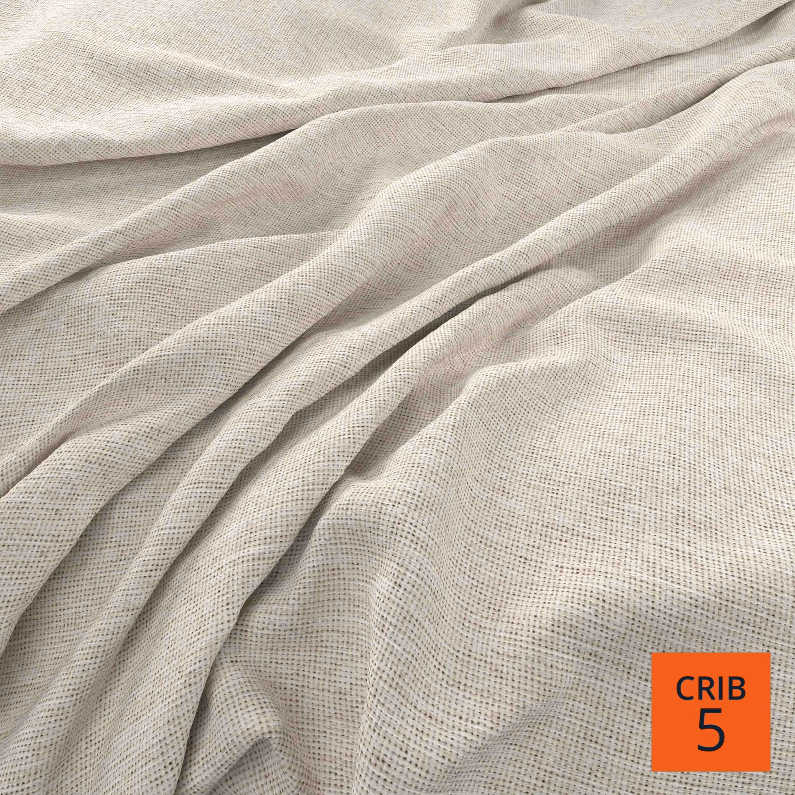 Pale natural-greige open weave fabric draped in soft, shallow folds