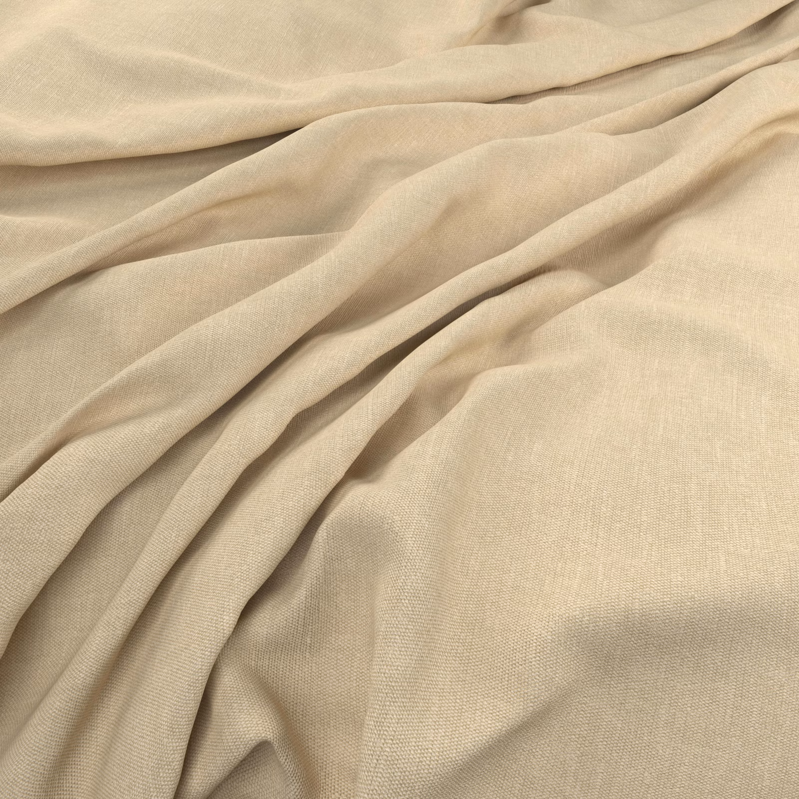 Warm butter-cream textile with a fine weave gathered into soft flowing folds