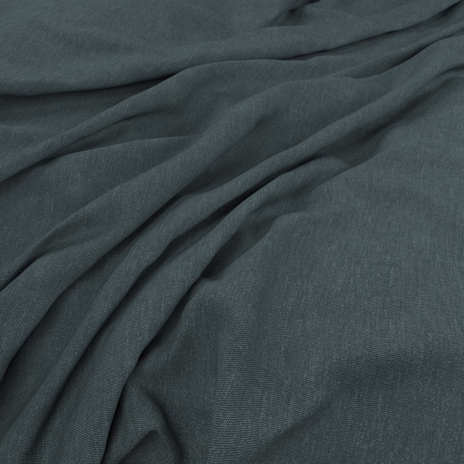 Deep blue-teal finely woven fabric draped in soft folds with subtle surface texture