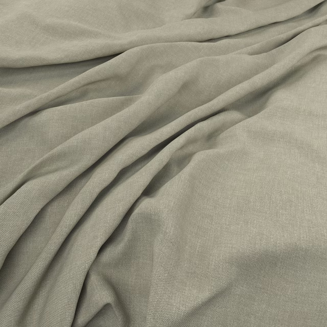 Muted sage-grey plain weave falling in soft, fluid folds