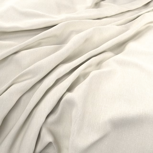 Milk-ivory plain-weave fabric gathered into softly fluid, lightly textured folds