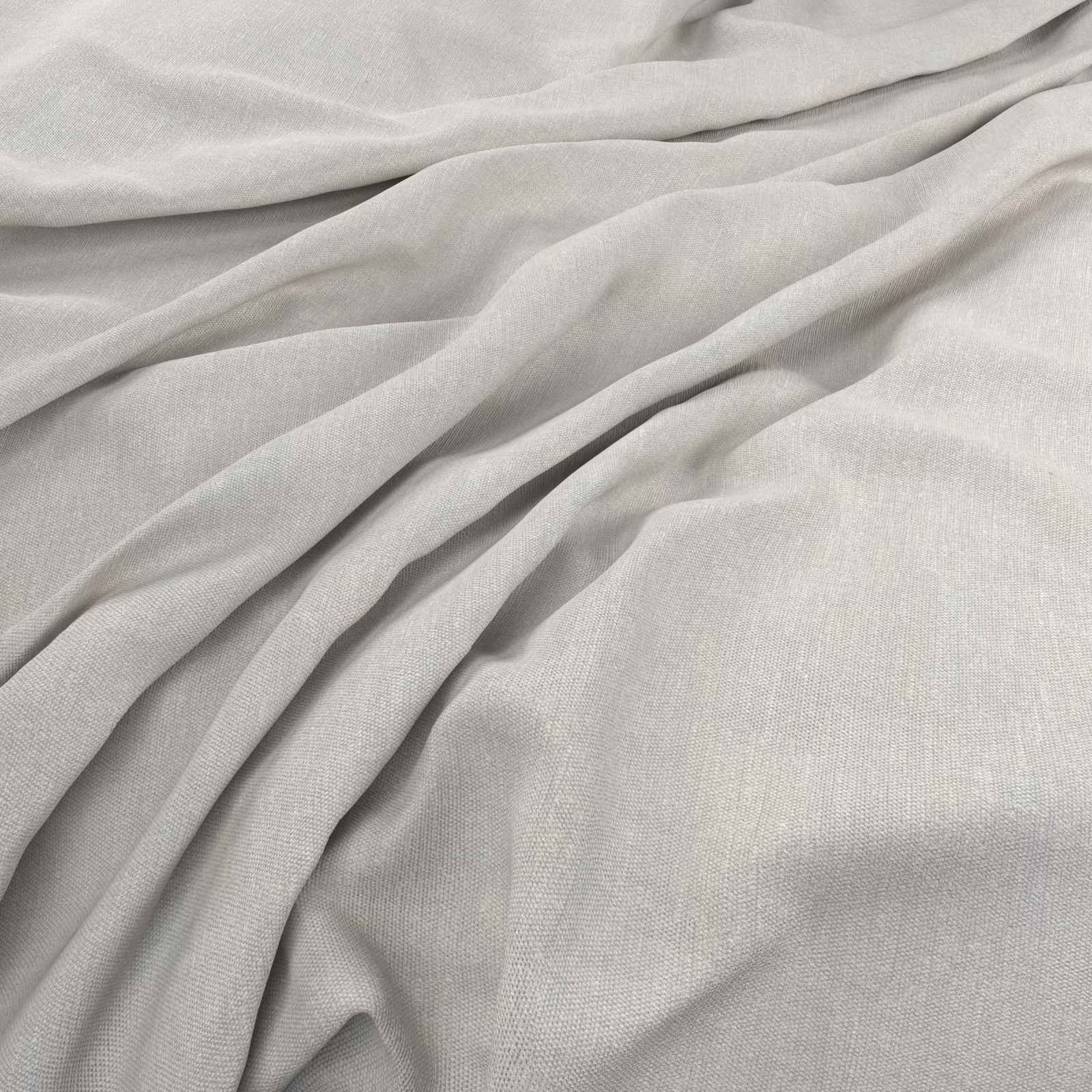 Pale cool-grey Loire fabric draped in soft folds, showing a fine even weave