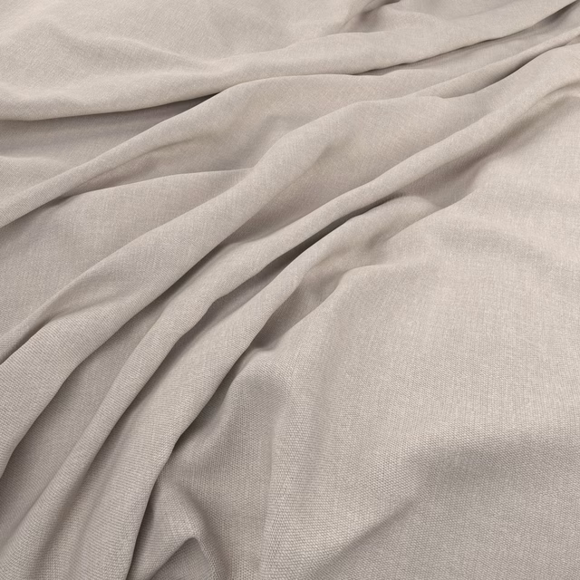 Pale mushroom taupe fabric with a fine plain weave and soft gathered folds