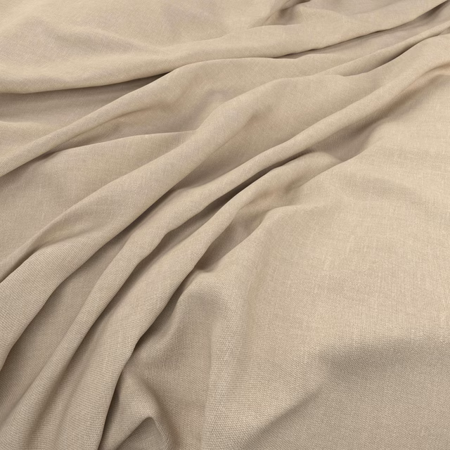 Warm sandstone beige plain weave falling in soft, fluid folds