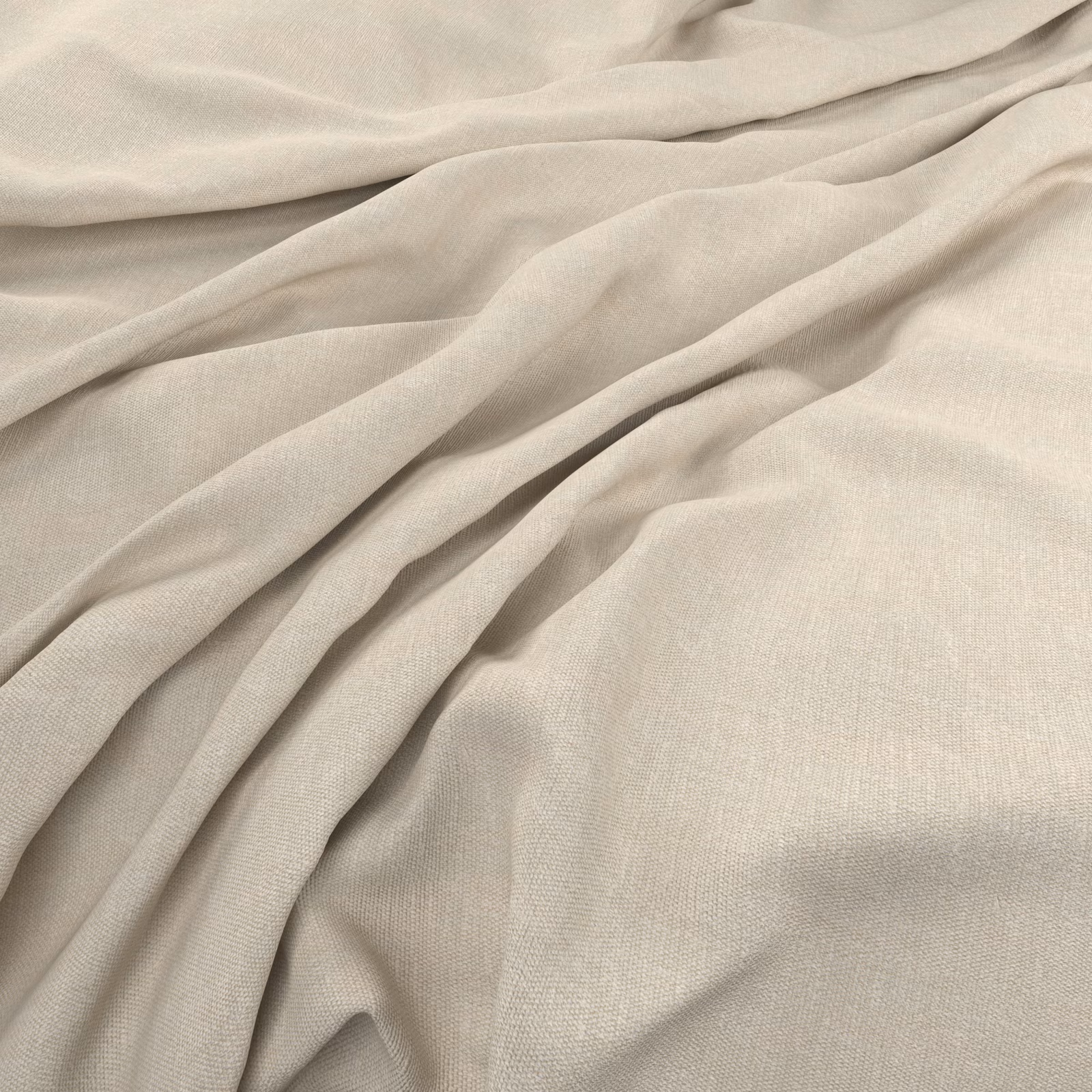 Pale warm-greige Loire Silk showing a fine weave in fluid gathered folds