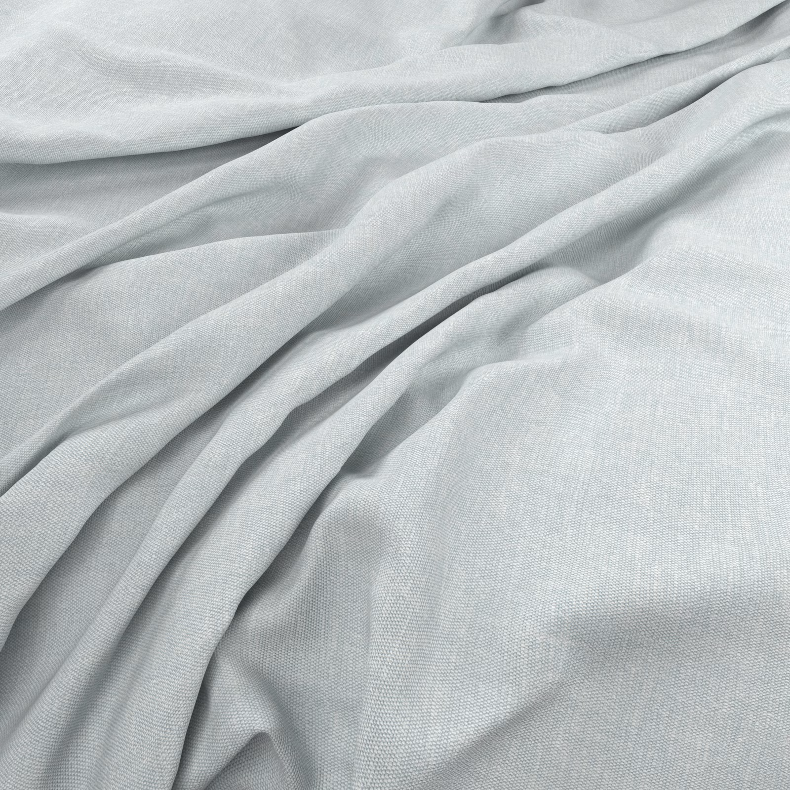 Pale icy-blue fabric with fine weave falling into soft, fluid folds