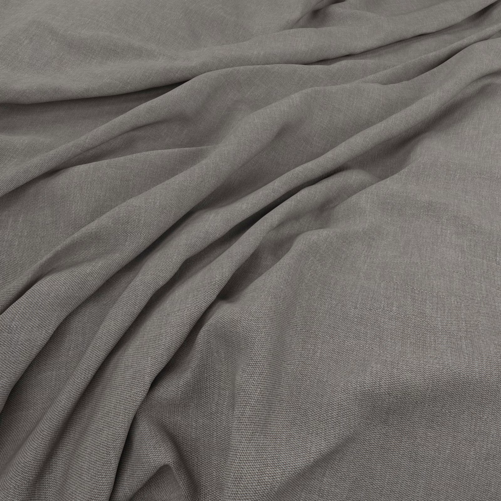 Soft taupe-grey woven fabric draped in fluid folds with a fine texture