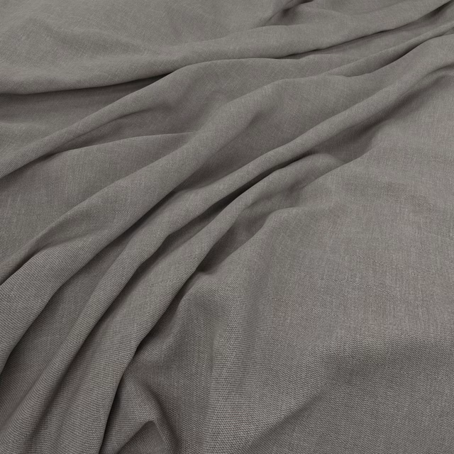 Soft taupe-grey woven fabric draped in fluid folds with a fine texture