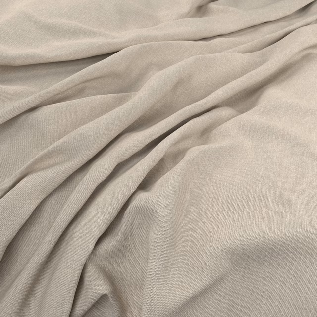 Pale greige-taupe plain weave draped in soft, fluid folds