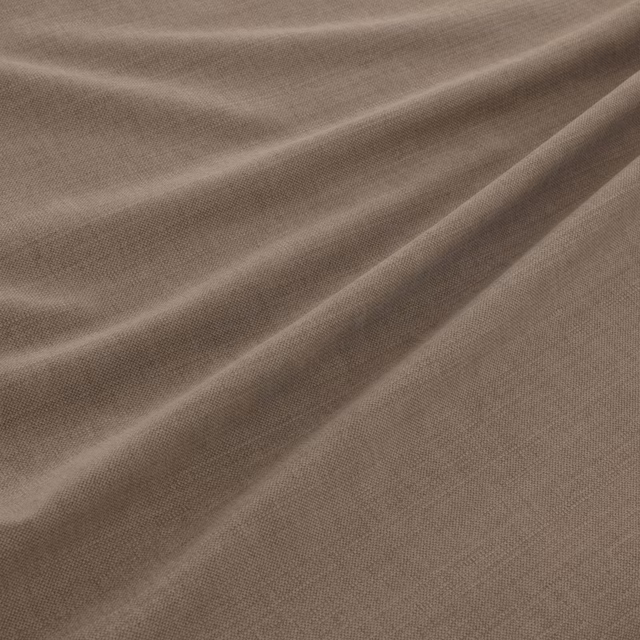 Muted taupe-olive plain weave fabric gathered into soft diagonal folds