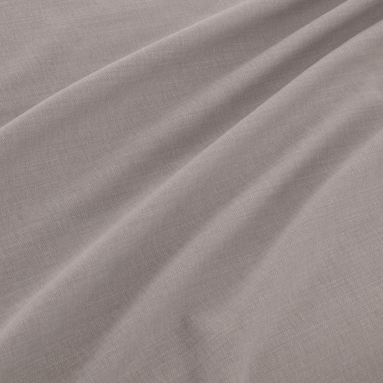 Cool ash-grey plain weave with fine texture gathered into soft diagonal folds