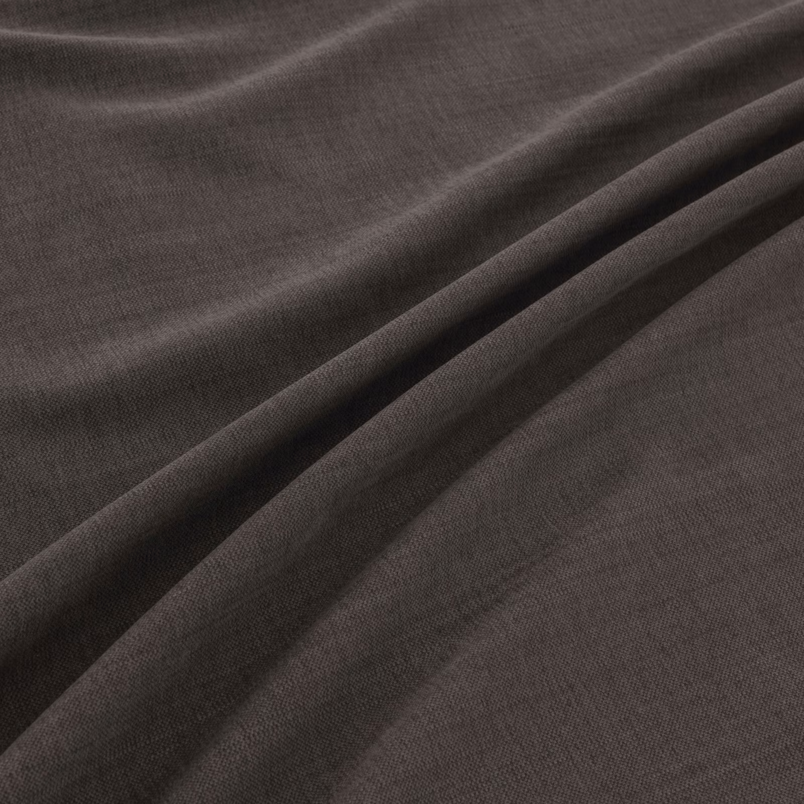Deep charcoal-grey finely woven fabric draped into softly highlighted folds