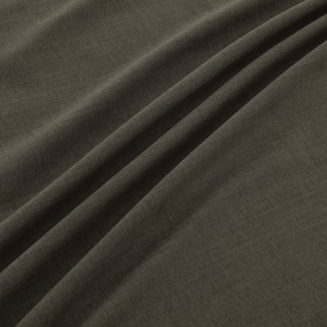 Greyed forest-green woven fabric with fine texture, folded to reveal deep olive shadows.