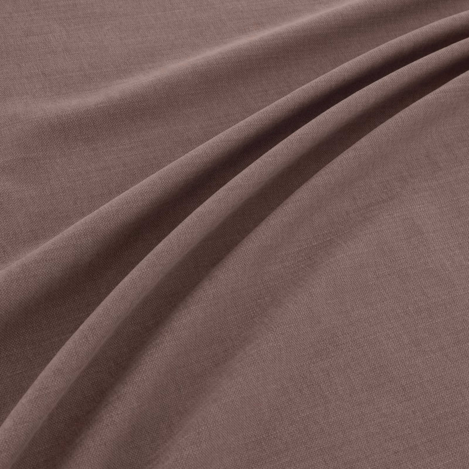 Dusty lilac plain weave fabric draped in softly rounded folds