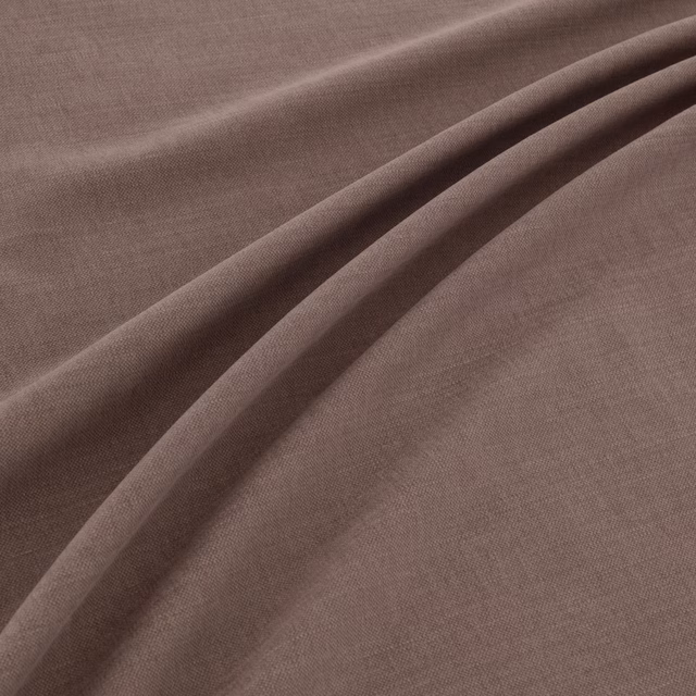 Dusty lilac plain weave fabric draped in softly rounded folds