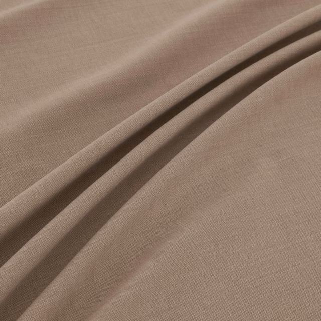 Mushroom taupe plain-weave fabric draped in soft folds with fine visible texture