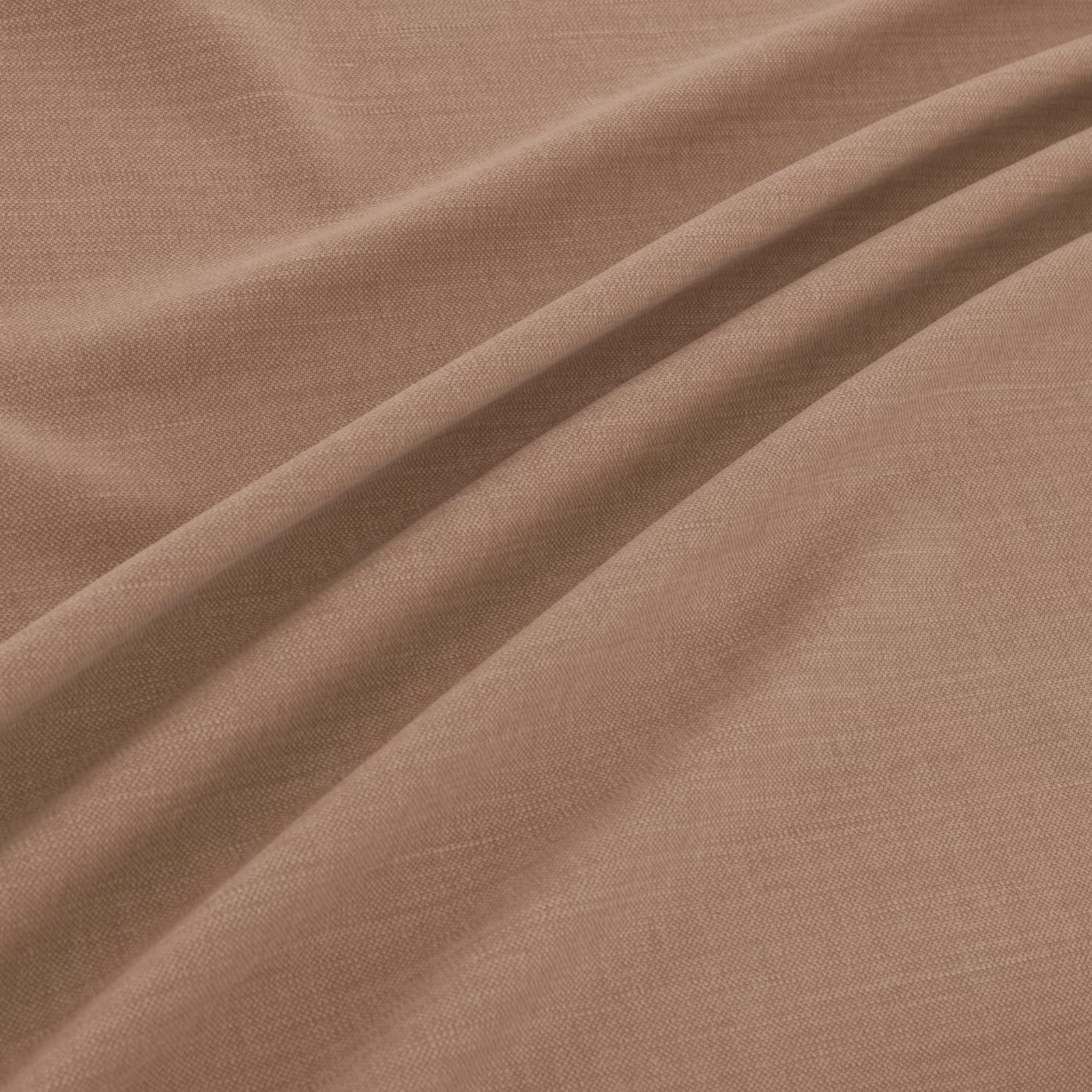 Warm nude taupe plain-weave fabric falling in soft diagonal folds
