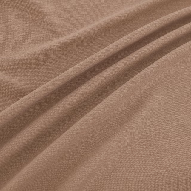 Warm nude taupe plain-weave fabric falling in soft diagonal folds