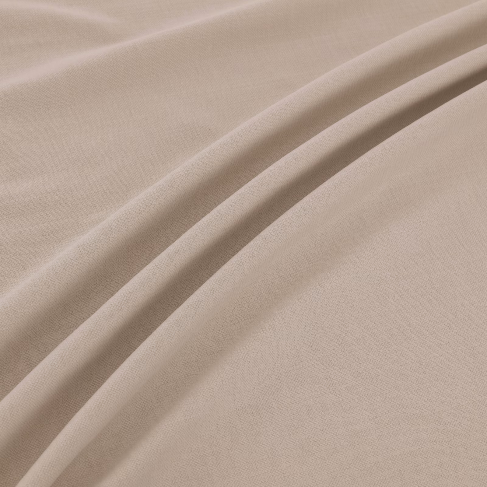 Warm oyster plain-weave fabric shown in soft, fluid diagonal folds