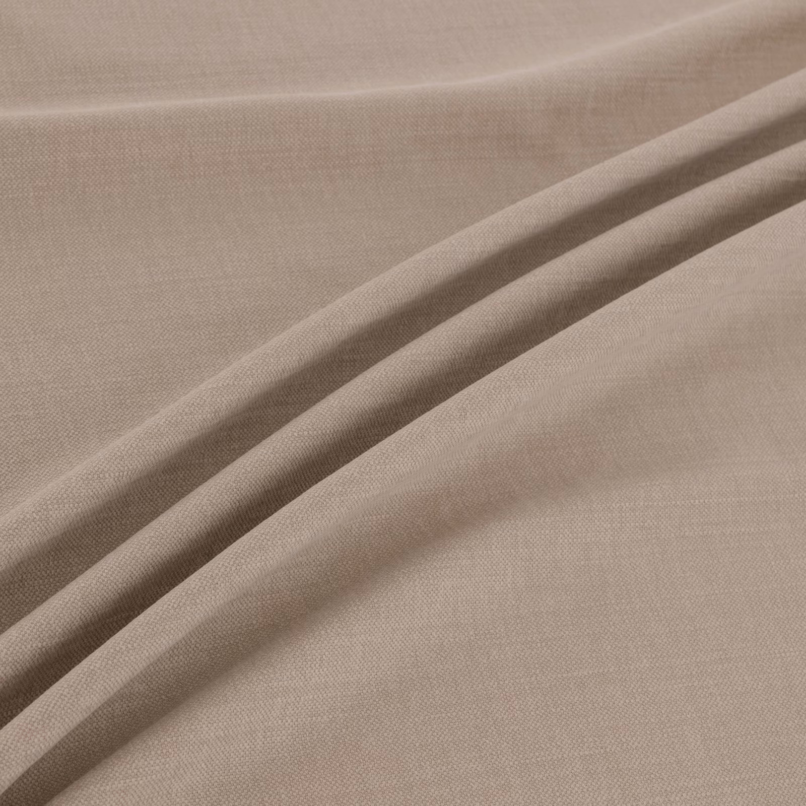 Warm sand-taupe fabric with a fine woven texture in soft diagonal folds