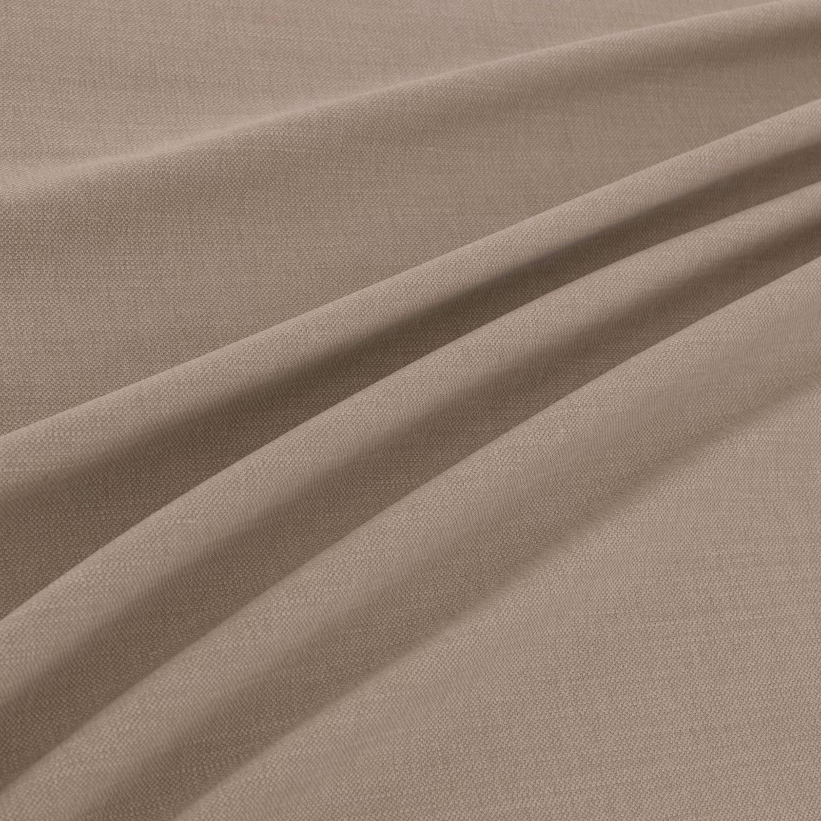 Warm mushroom-taupe plain weave shown in soft folds with subtle tonal shading