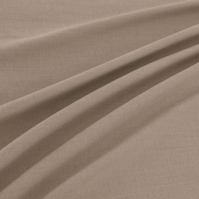 Warm mushroom-taupe plain weave shown in soft folds with subtle tonal shading