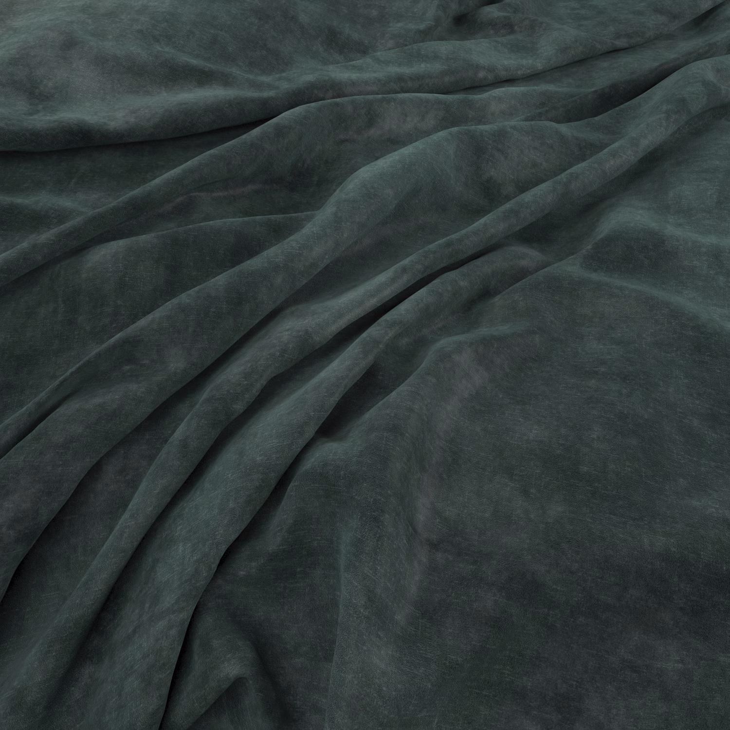 Deep smoky aqua fabric with plush nap and softly shaded folds
