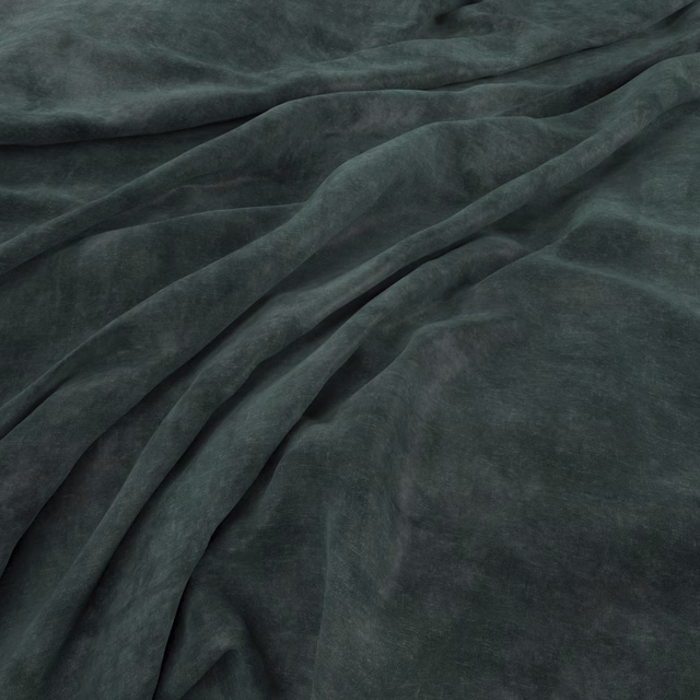 Deep smoky aqua fabric with plush nap and softly shaded folds