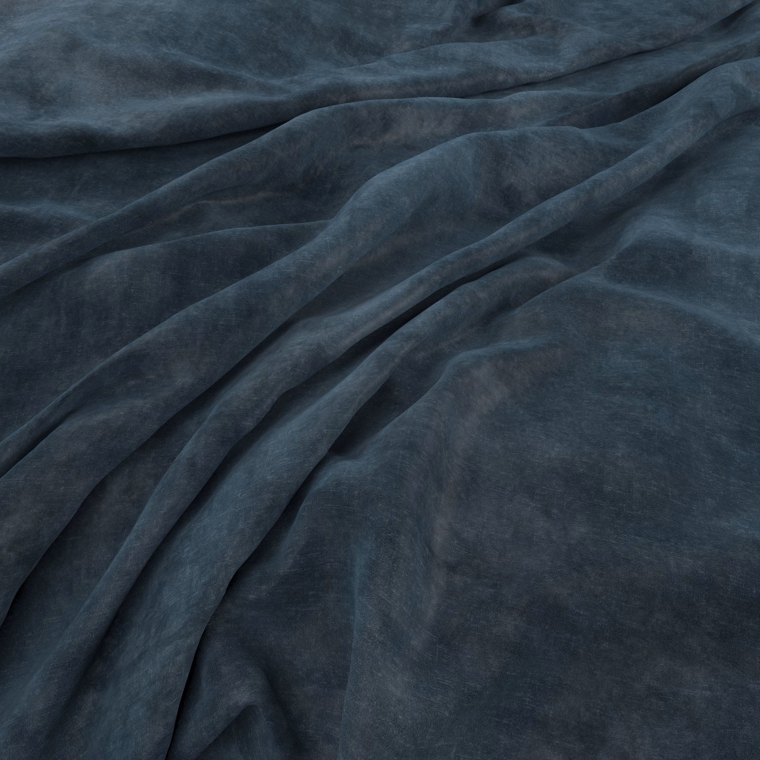Deep Atlantic blue-grey plush fabric with soft tonal nap and folded drape