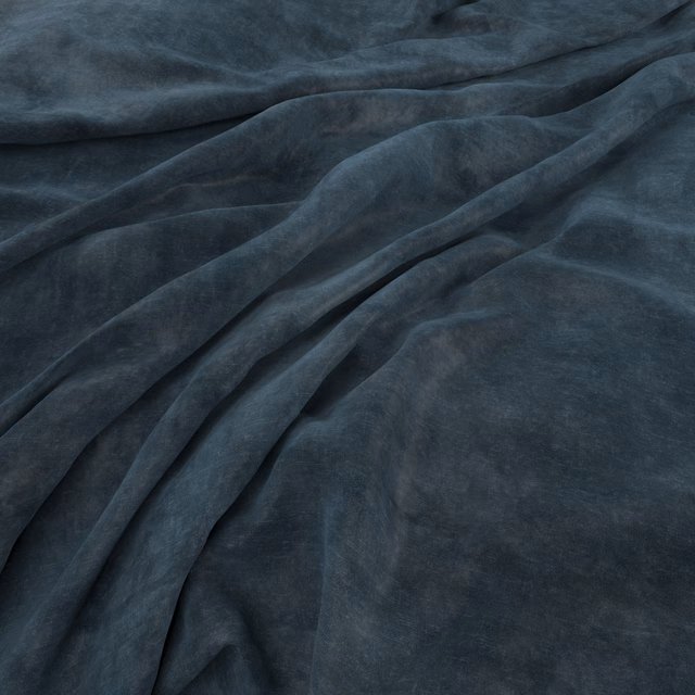 Deep Atlantic blue-grey plush fabric with soft tonal nap and folded drape