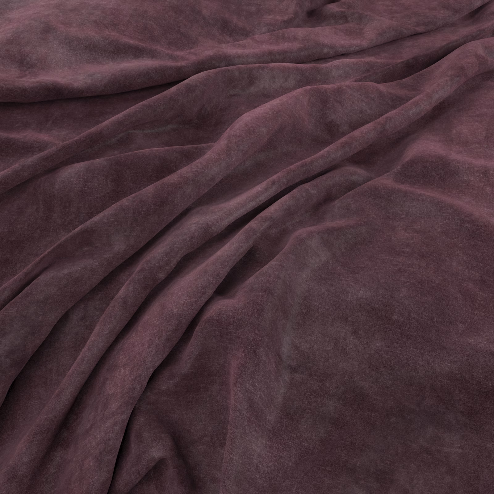 Deep aubergine velvet-like fabric draped in soft folds with changing plum highlights