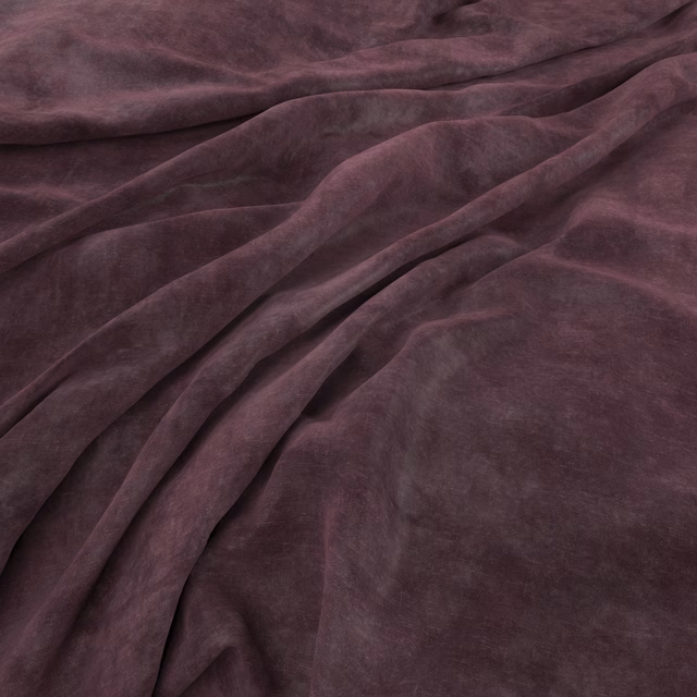 Deep aubergine velvet-like fabric draped in soft folds with changing plum highlights