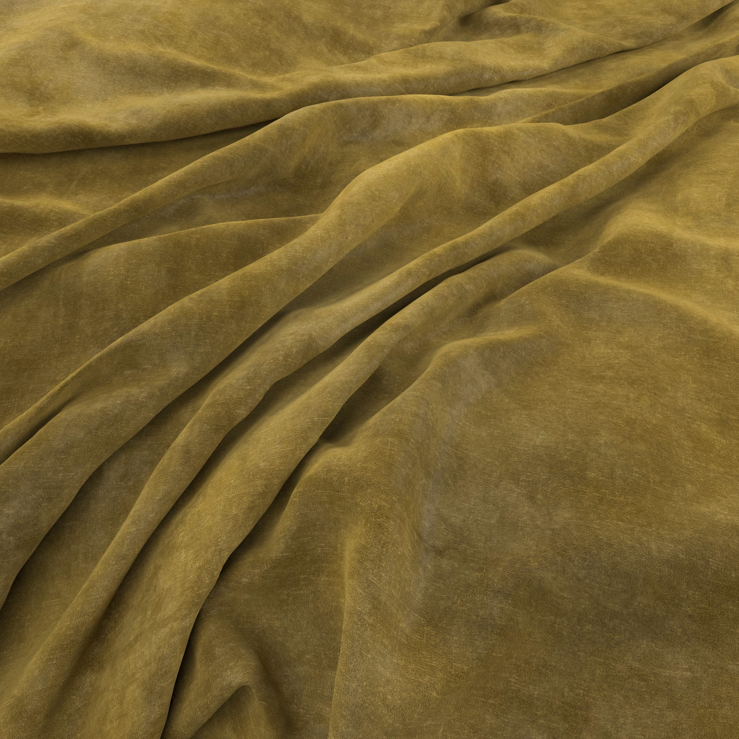 Warm olive-chartreuse velvet-like fabric with luminous pile and deep folded shadows