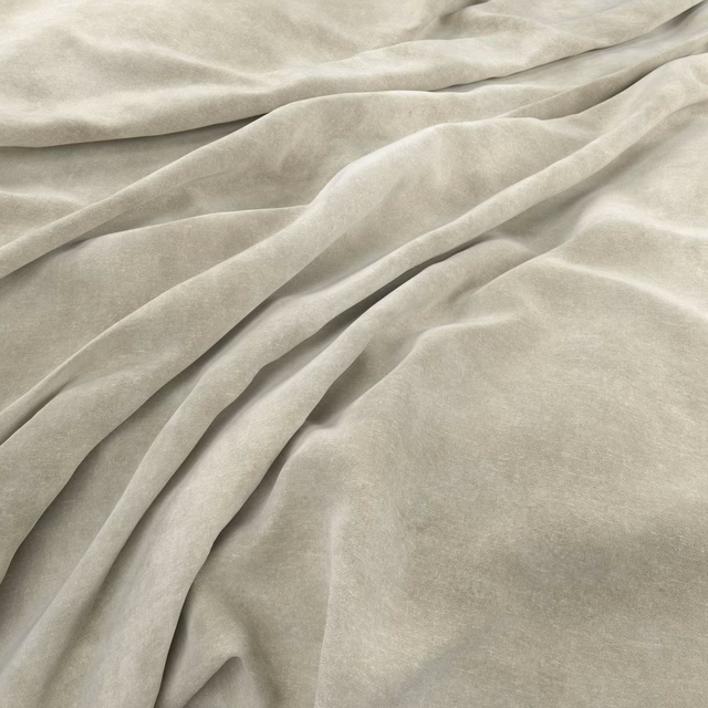 Pale ivory fabric with a brushed sheen falling into soft, fluid folds