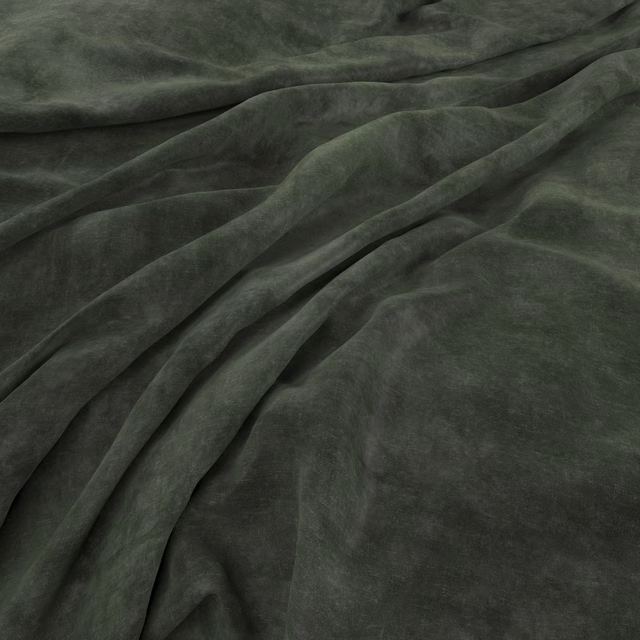 Deep jade-green plush fabric draped in folds, showing a softly mottled nap