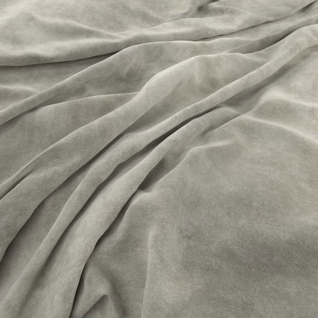 Soft marble grey velvet-textured fabric draped in folds with shifting light and shadow