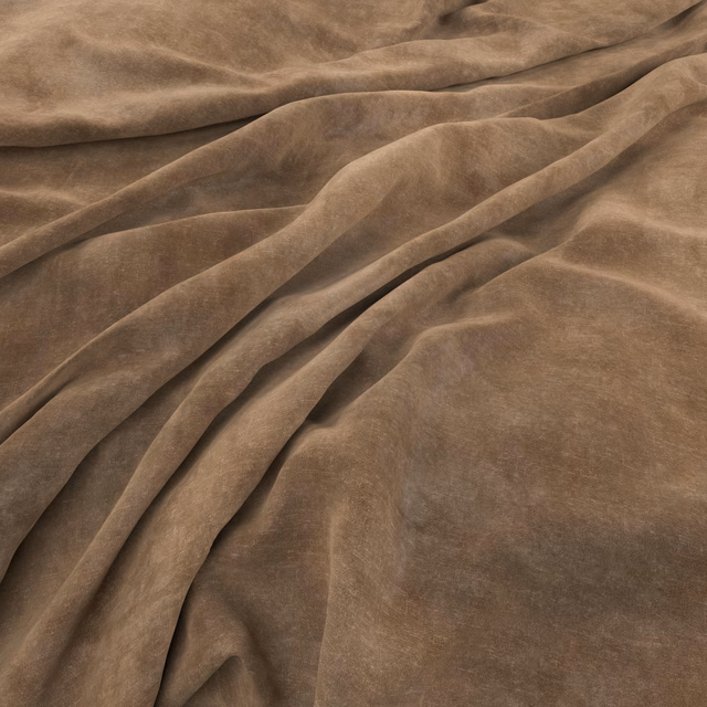 Warm mocha brown fabric with a plush nap and softly highlighted flowing folds