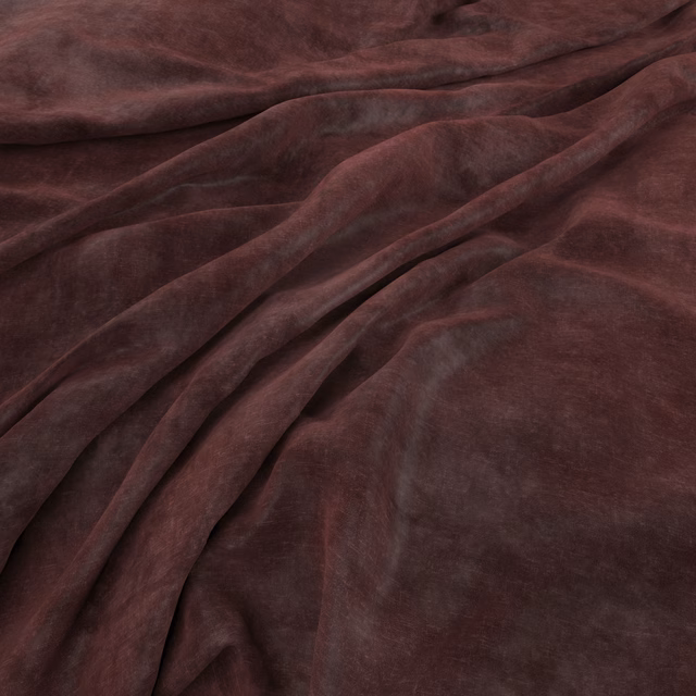 Deep oxblood velvet-like fabric with softly shifting highlights across gathered folds