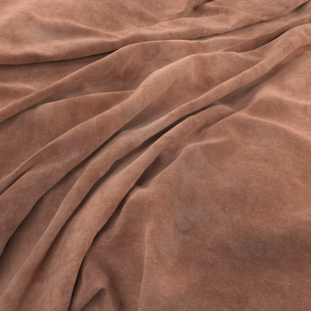 Muted terracotta velvet-like fabric draped in soft folds with a low sheen