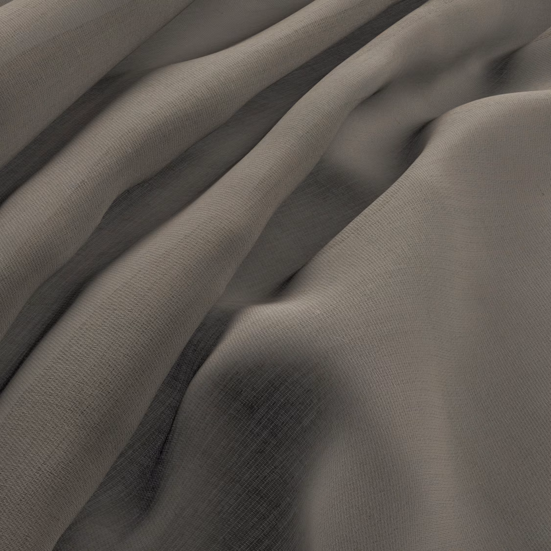 Warm ash-grey fabric with a fine, tight weave gathered into soft folds