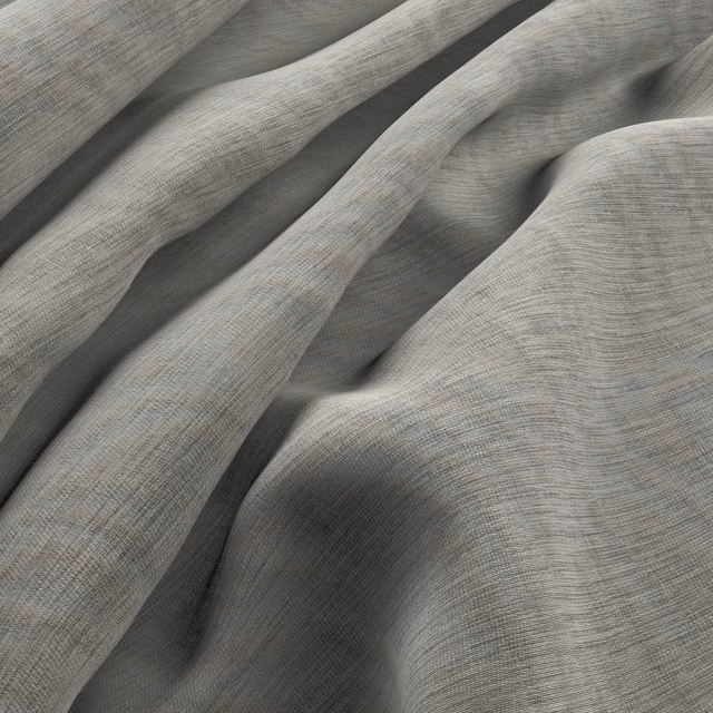 Warm grey flax textile with fine crosshatch weave draped into soft folds