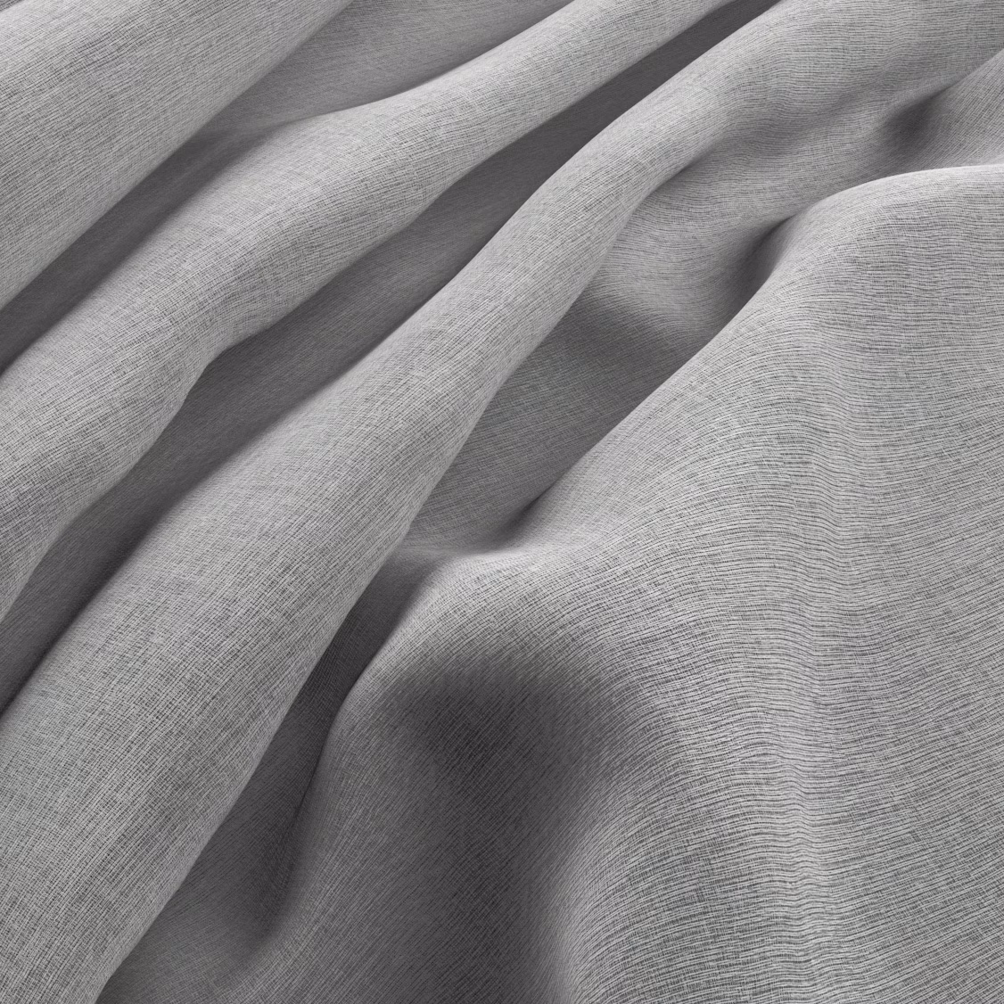 Cool silver-grey fine woven fabric draped in soft folds with graphite shadows