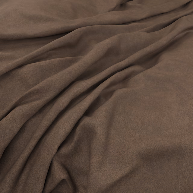 Deep chocolate brown fabric with a fine matte texture and softly gathered folds