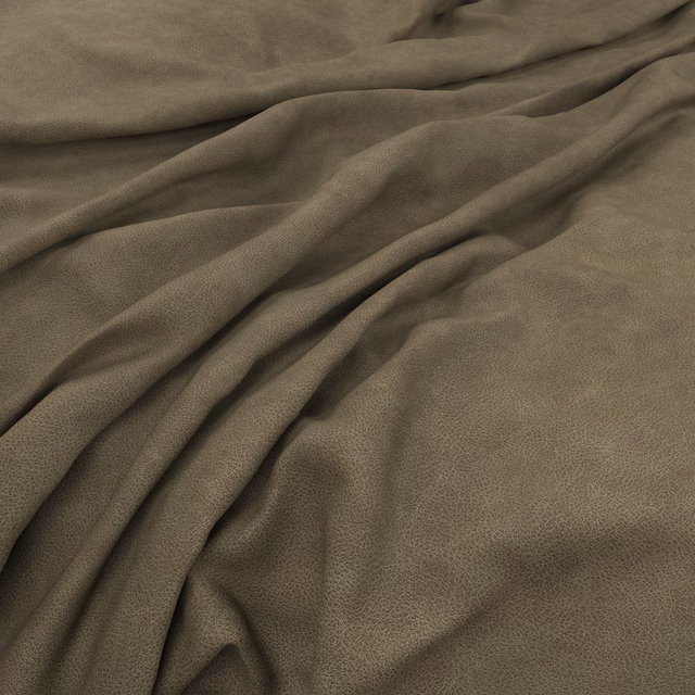 Draped greyed olive taupe fabric with fine pebbled texture and soft tonal folds