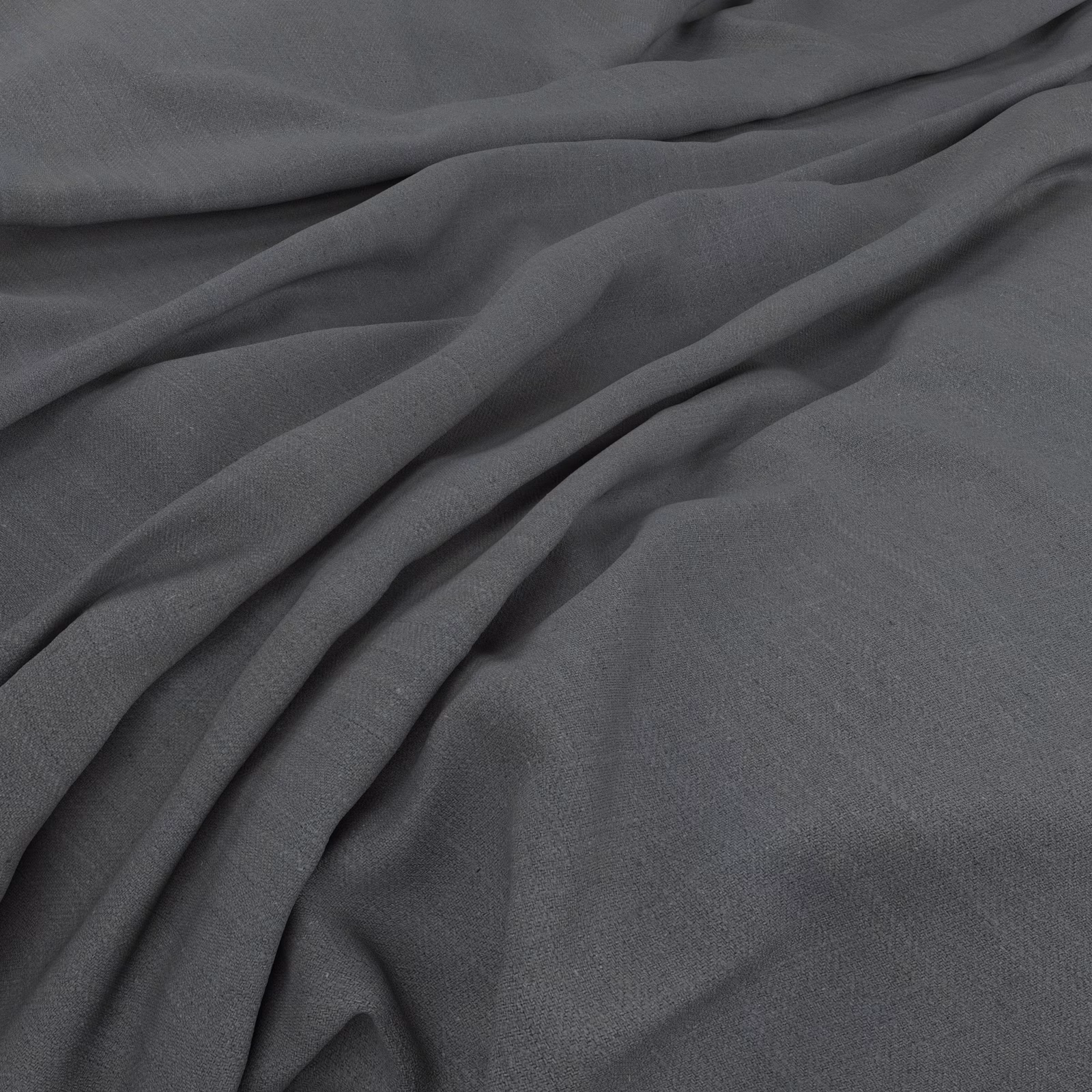 Deep charcoal-grey plain fabric falling into soft, fluid folds