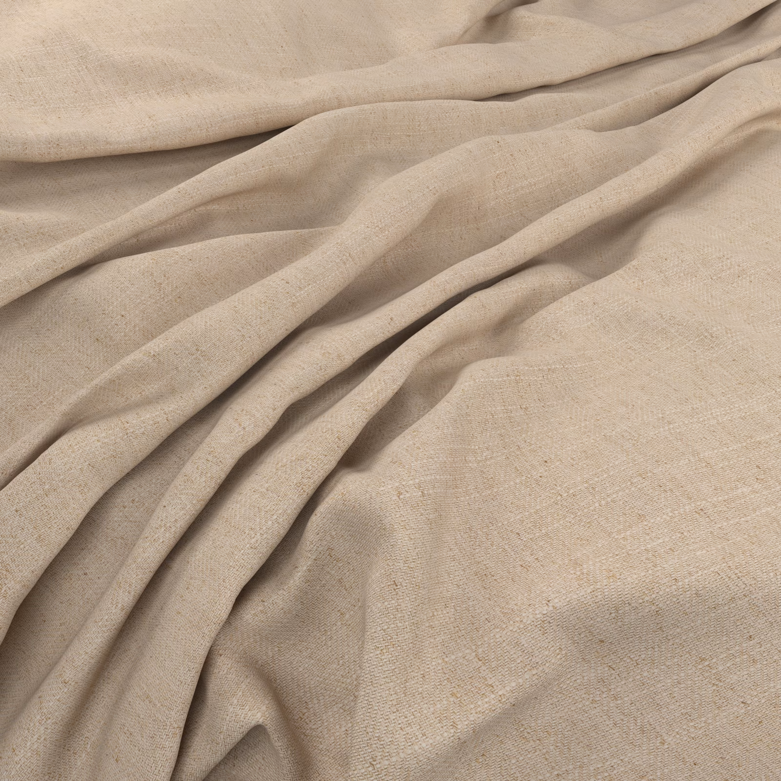 Pale warm-ecru plain-weave fabric draped in soft, fluid folds
