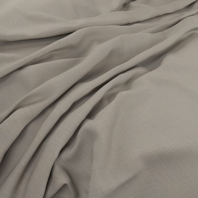 Warm stone taupe woven fabric draped in soft folds with subtle fine texture