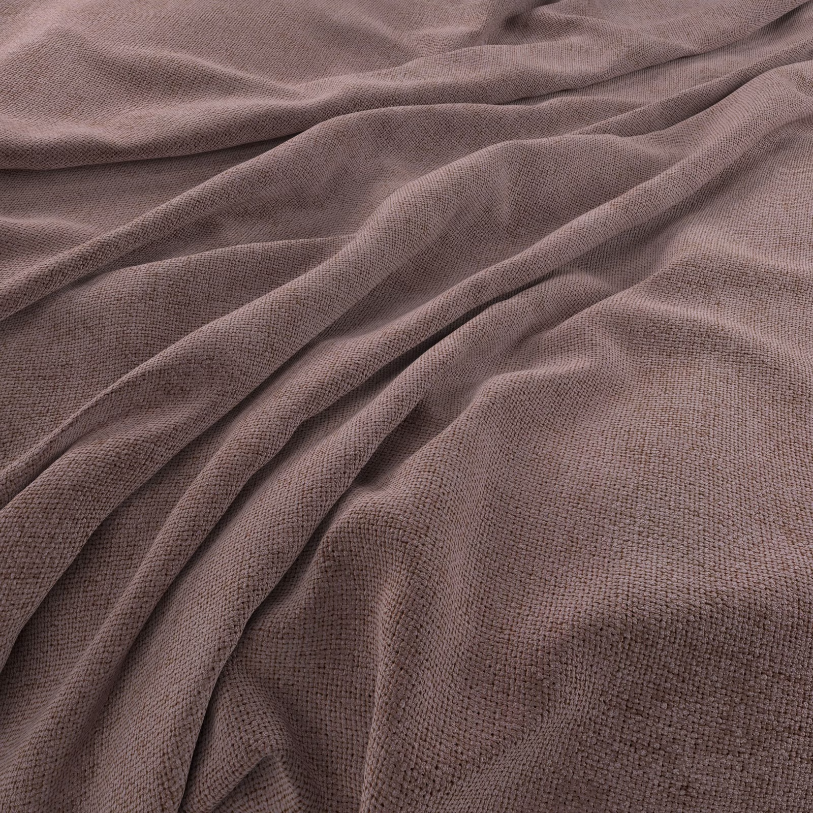Close-up of muted mauve-taupe Malmo-Eco Heather with fine woven texture and folds